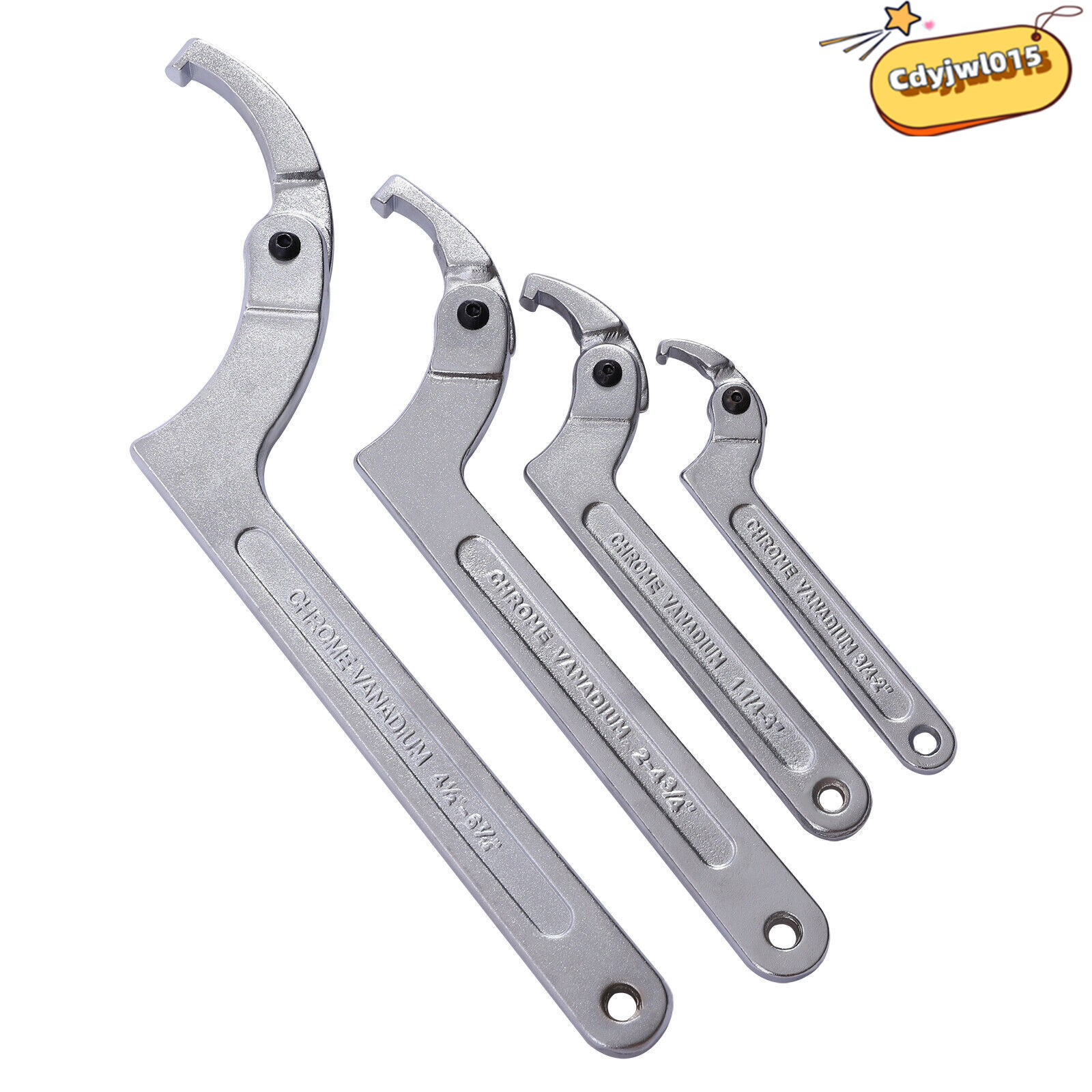 4pcs Adjustable Hook & C Pin Spanner Wrench Set Tighten Removing Nut Wrench New