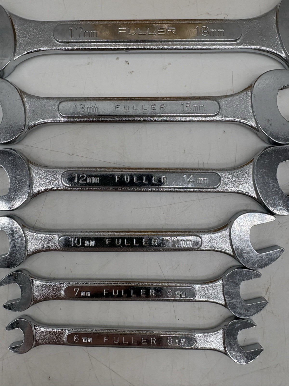 Vintage FULLER Metric Open End Wrench Set 6mm -19mm w/Storage Pouch Wrenches