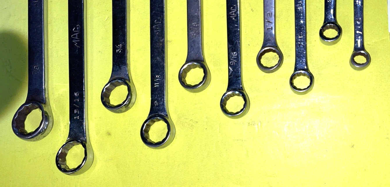 MAC TOOLS 10 PIECE SAE. STANDARD COMBINATION WRENCH SET 12 POINT 5/16 TO 7/8