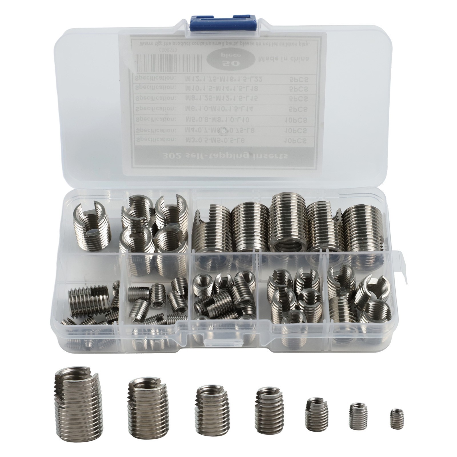50 Pieces Stainless Steel Self Tapping Thread Inserts Kit for Thread Repair