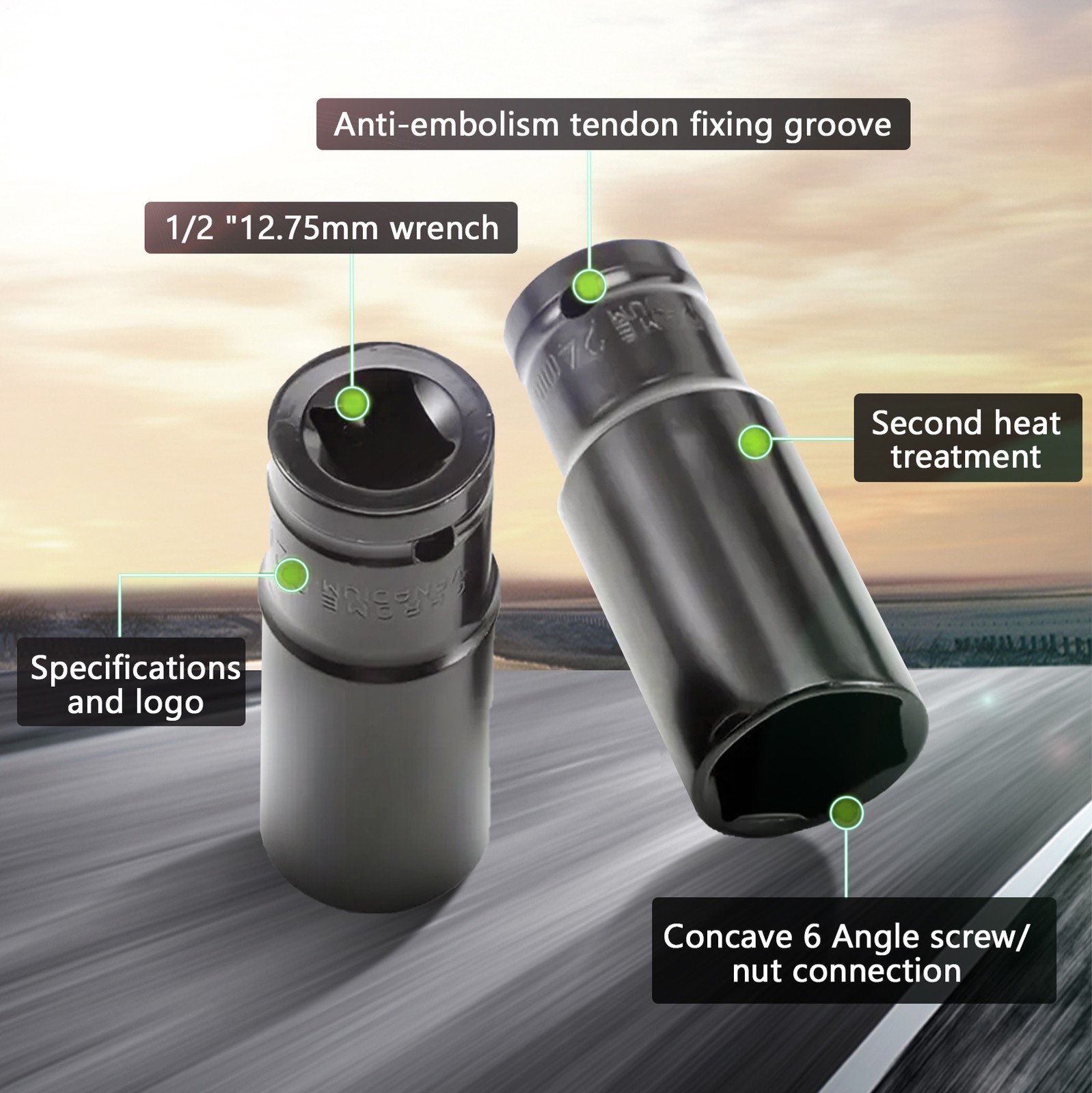 20pcs Metric Deep Impact Socket 1/2″ Drive 8mm-32mm 6 Point Sockets w/Case Set