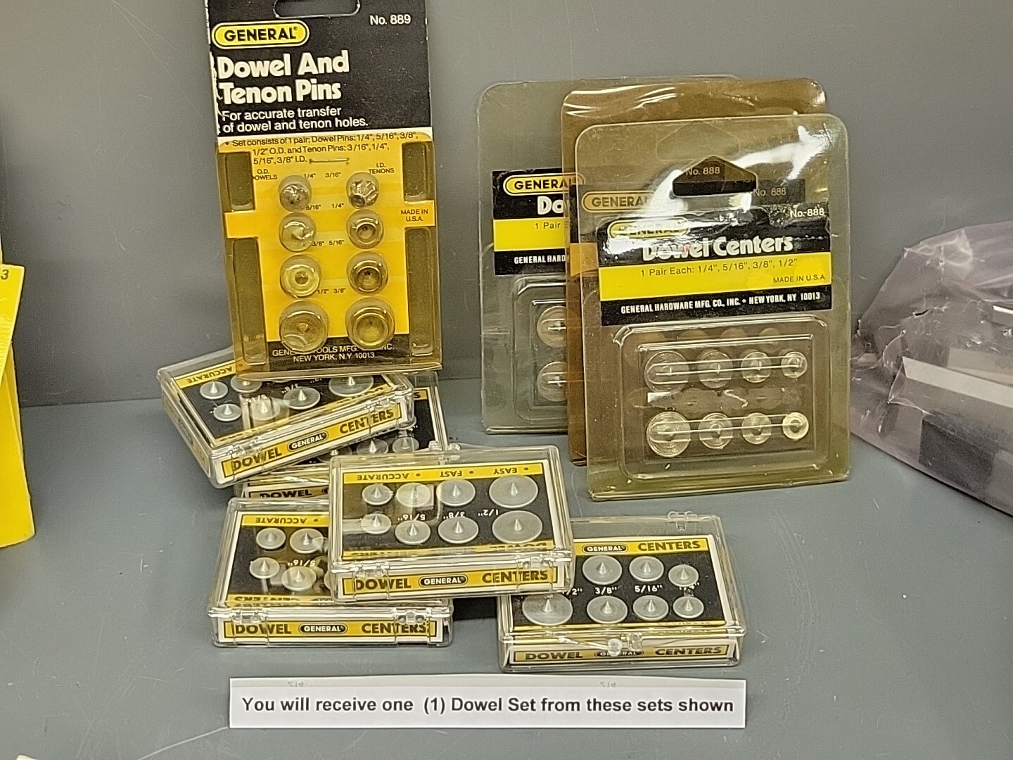 Dowel Centers General Tools 888 USA MADE 1/4 5/16 3/8 1/2 New Old Stock