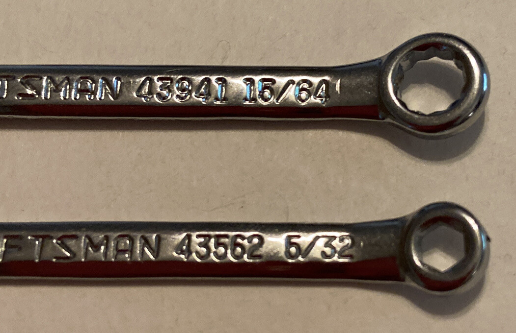 Two Craftsman Ignition Combination Wrenches 7/32×15/64 & 3/16×5/32
