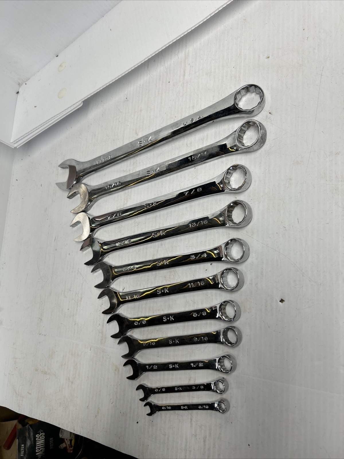 S-K Combination SAE Wrench Set 1″ 15/16 7/8 13/16 3/4 11/16 5/8 9/16 1/2 5/16