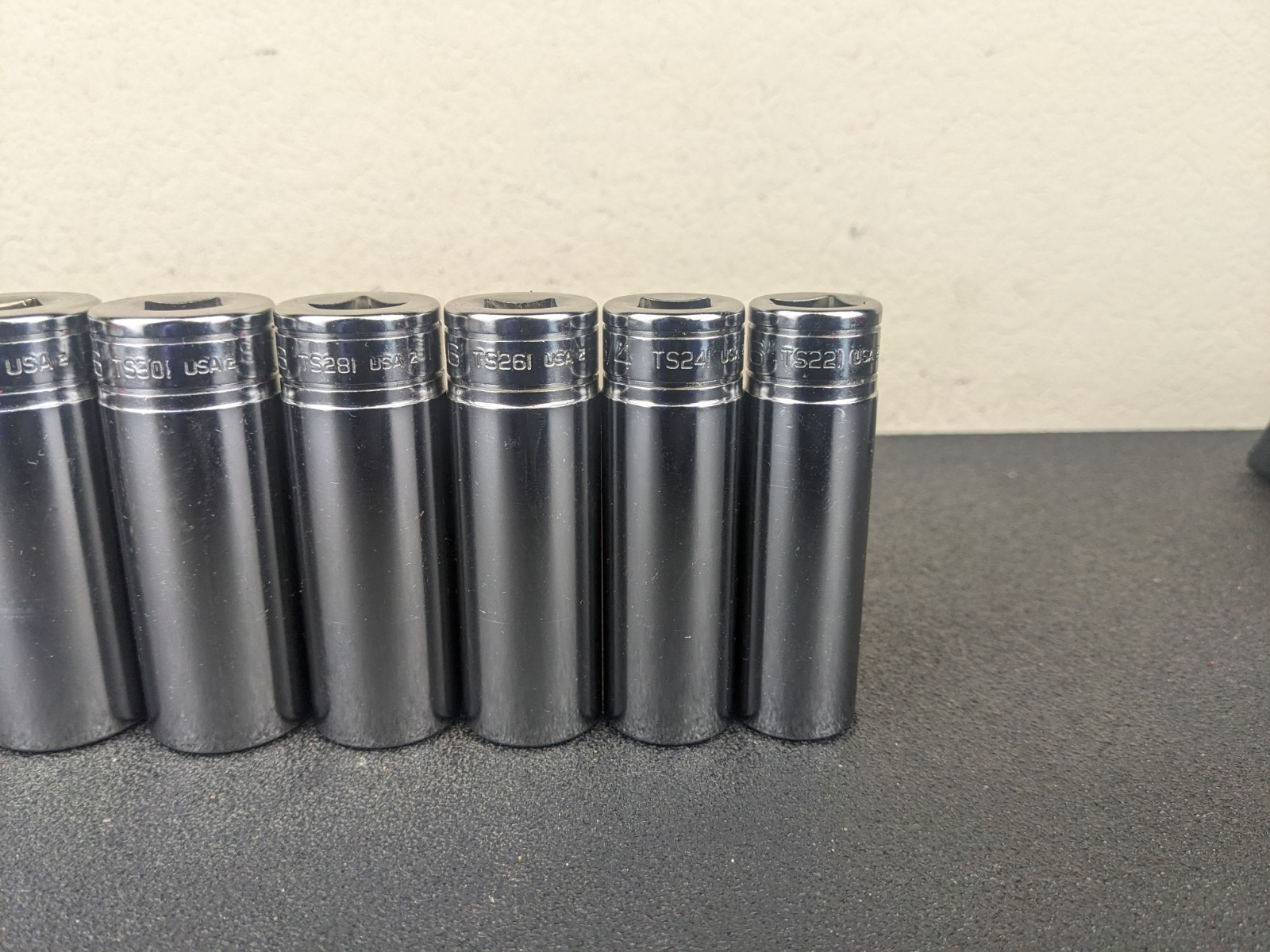 #af708 Snap On Tools NEW 1/2″ Drive Deep Socket Set SAE Chrome 6 Point 1-1/4″