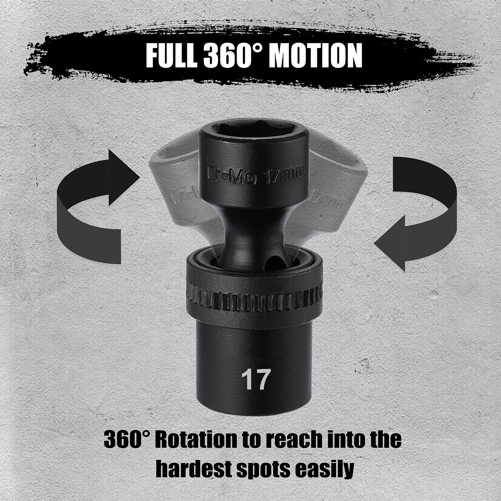 15 Piece 1/2″ Drive 6 Point Universal Flex Impact Socket Set, Metric, 10mm- 24mm