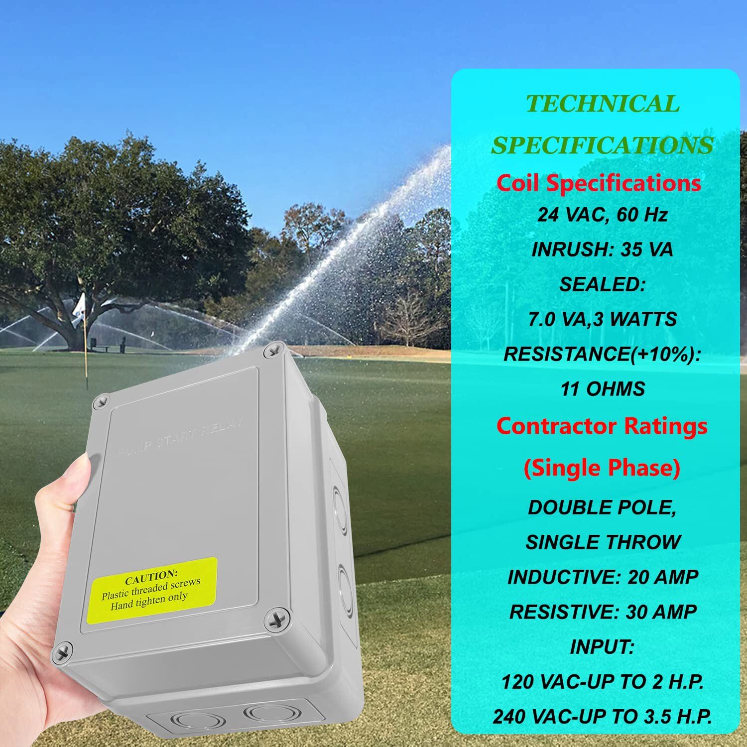 1522 Pump Start Relay Fit Irrigation Systems w Housing 3HP 110V/220V 24V Coil