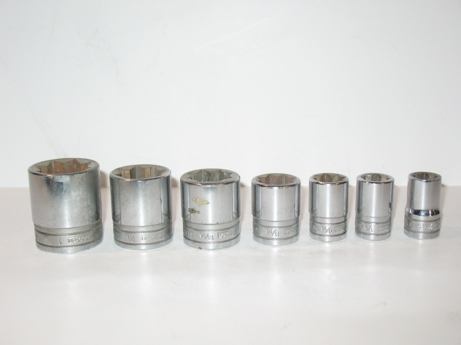 Snap-on Tools USA 1/2″ Drive 1″ 7/8″ 13/16″ 11/16″ 9/16″ 1/2″ 7/16SAE 8pt Socket