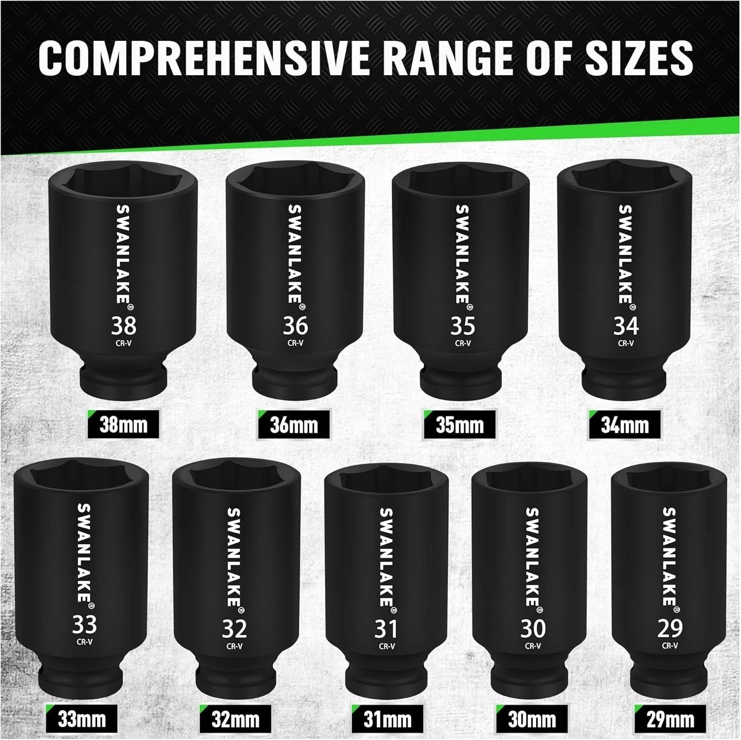 Deep Metric Large Socket Set – Cr-V Spindle Joint
