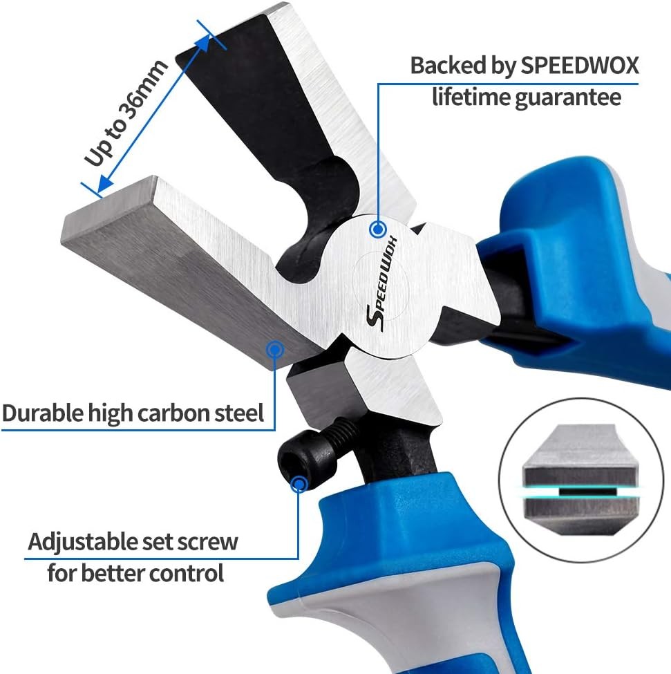 SPEEDWOX 2Pcs Glass Breaking Pliers Flat Jaw and Breaking&Grozer, Blue