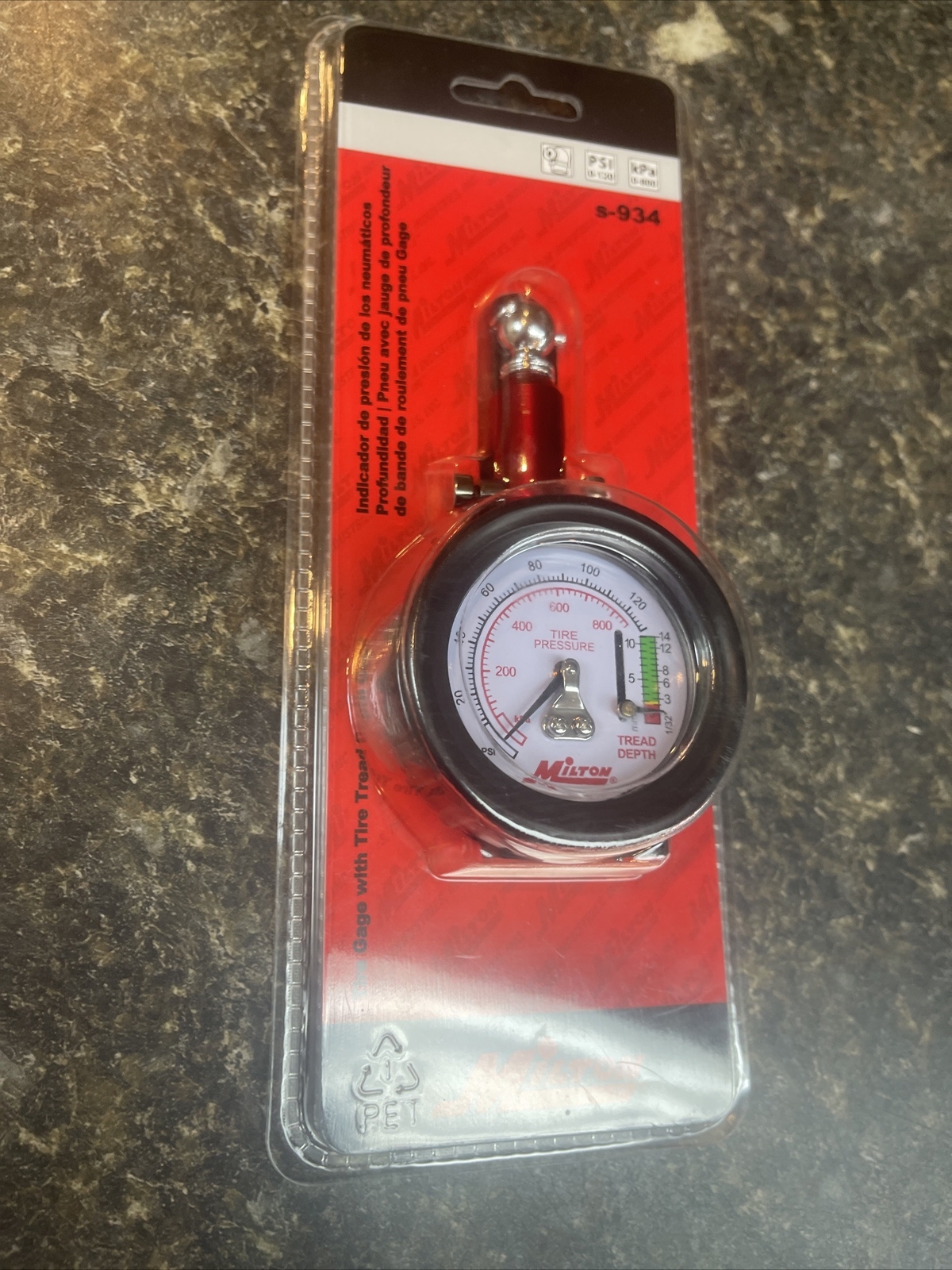 Milton S-934 Dial Tire Gauge, 0-120 PSI – 2 lb increments New Sealed
