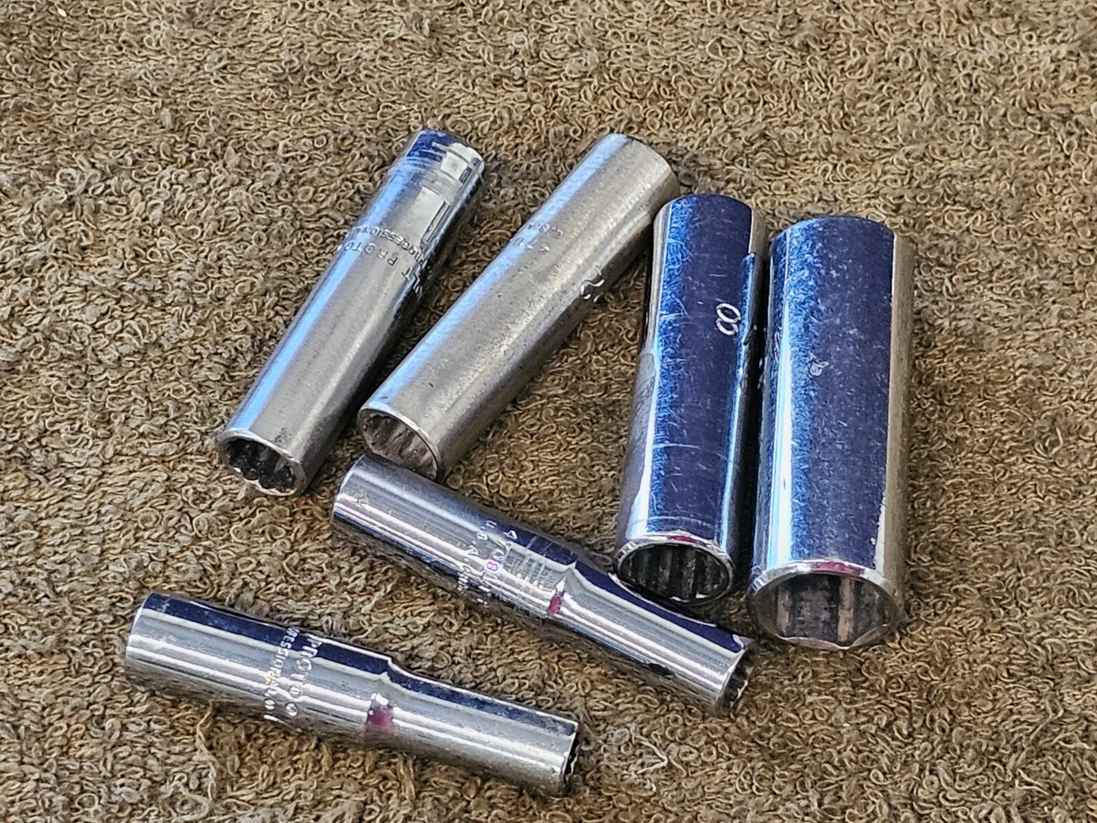 6 Proto Professional Deep Well Long Socket 1/4″ Drive Sae Set 1/2 3/8 5/16 4710L