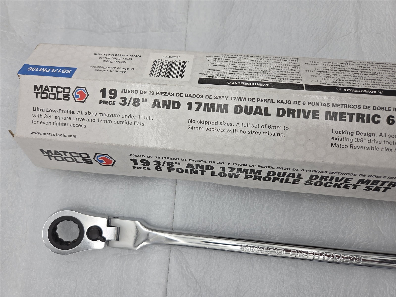 Matco Tools 19Pc 3/8″ 17mm Dual Drive Metric 6Pt Low Profile Sockets SB17LPM196