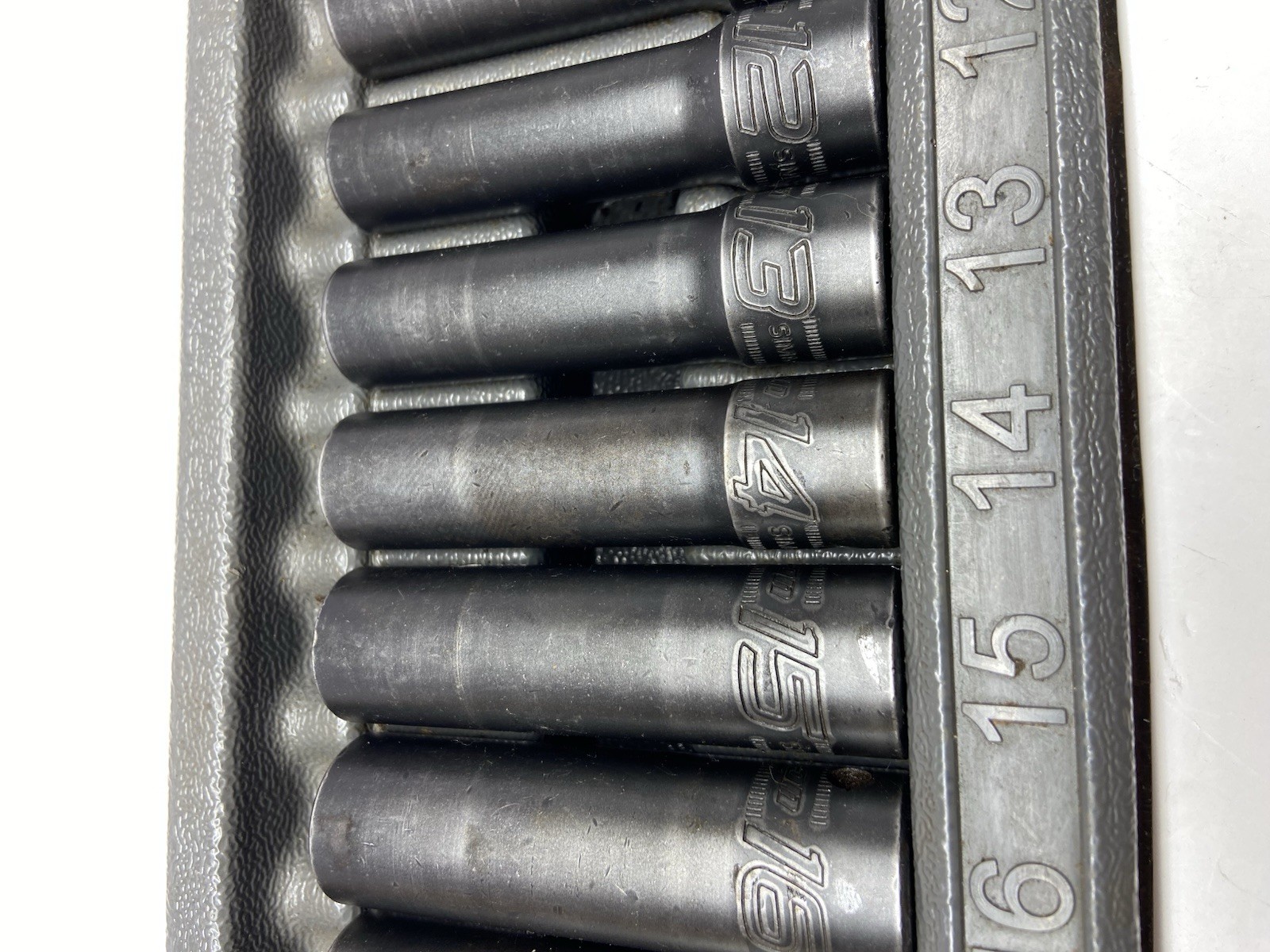 Snap On 315SIMMYA, 15pc Metric Deep Impact Sockets, 10-24mm, 1/2” Drive