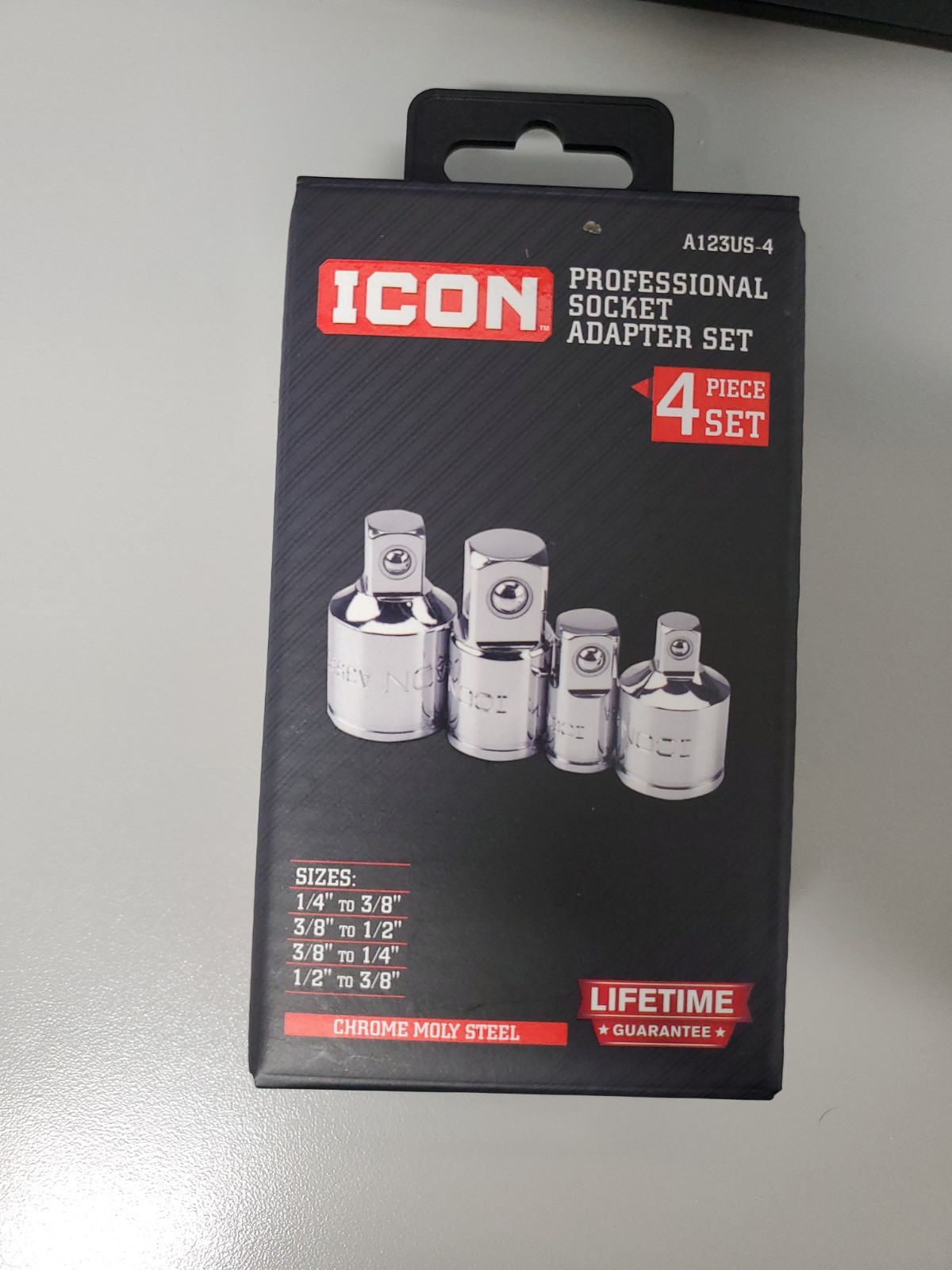 Icon Professional Socket Adapter Set 4 Piece Chrome Moly Steel A123US-4 57324