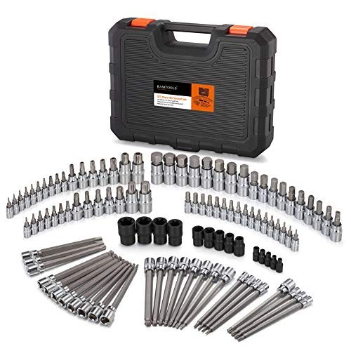 107-Piece Allen and Torx Bit Socket Set 1/4 3/8 1/2 Drive SAE Metric Ball End