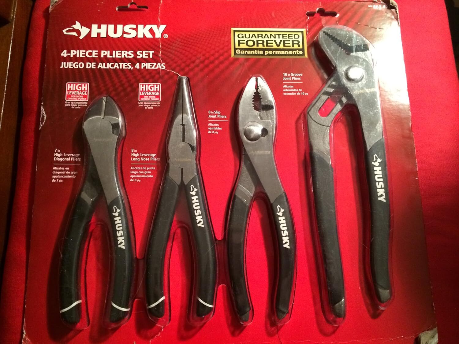 Husky 861461 4 Piece High Leverage Multi-Use Pliers Set with Diagonal, Long…