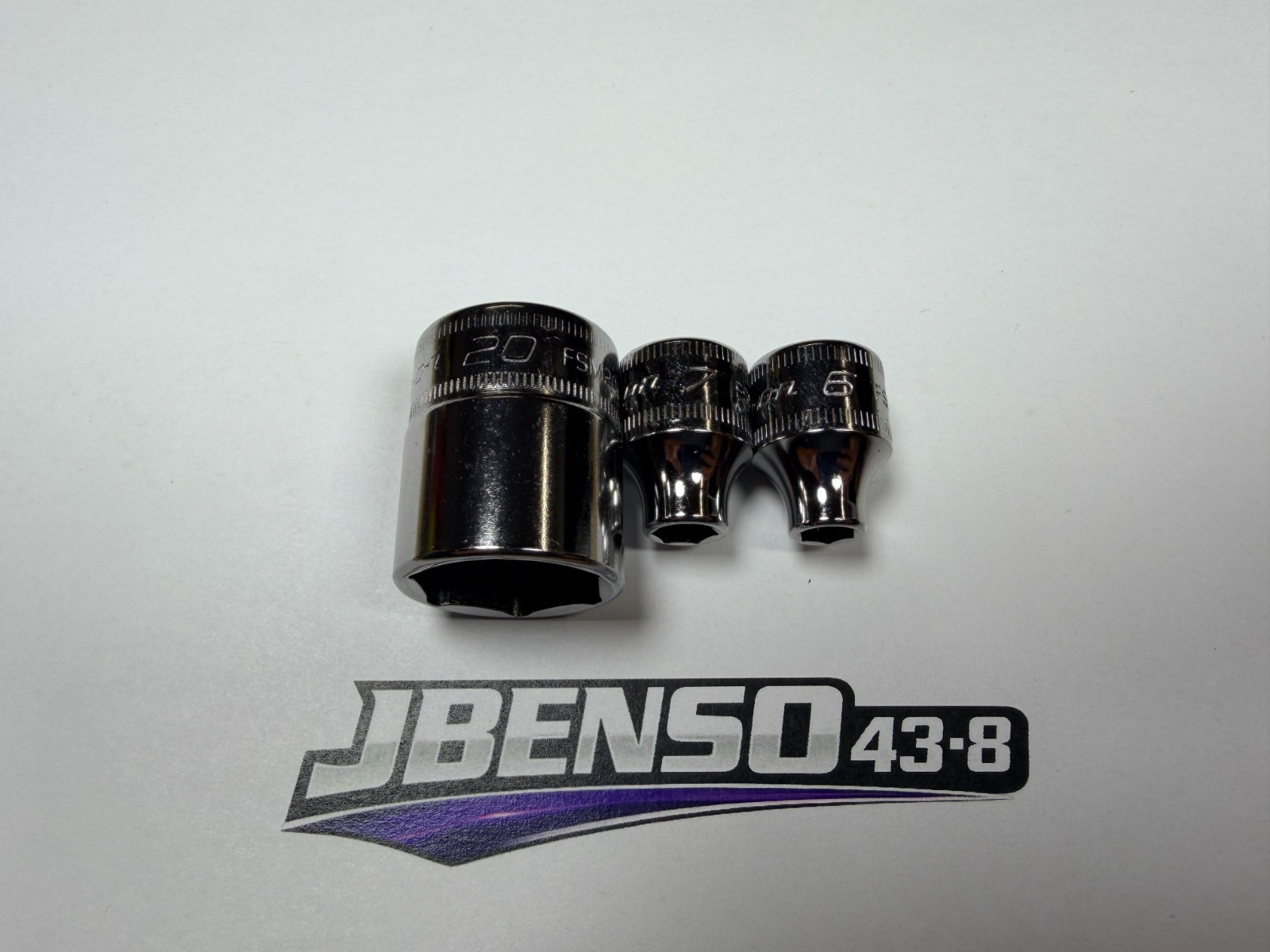 Snap-On Tools NEW 3pc 3/8″ Drive 6mm 7mm 20mm Metric 6pt Shallow Add-On Sockets