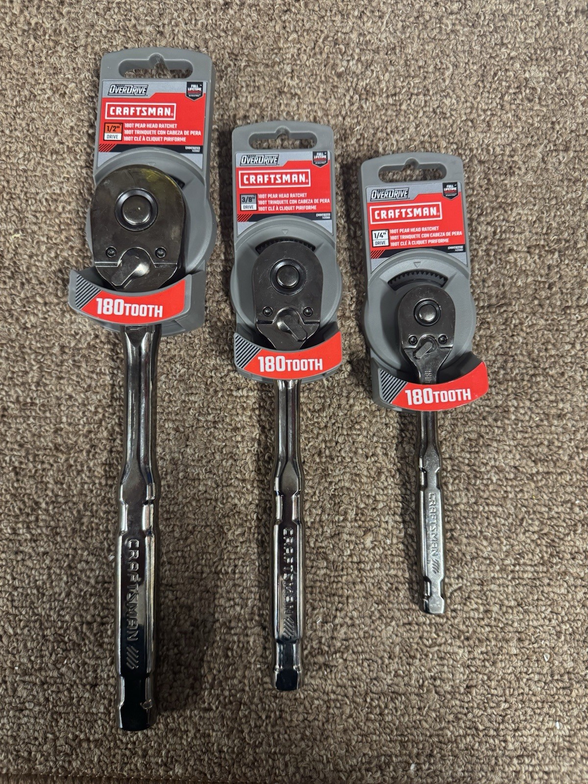 New Craftsman 3pc 180 Tooth GM Overdrive Ratchet 1/2″ 3/8″ 1/4″ – $130 at LOWES