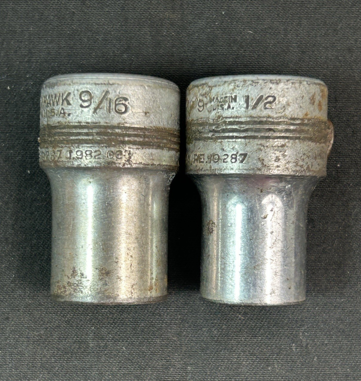2 Vintage BLACKHAWK 1/2” Drive Sockets 12 Point – 9/16″ (40118) & 1/2″ (40115)