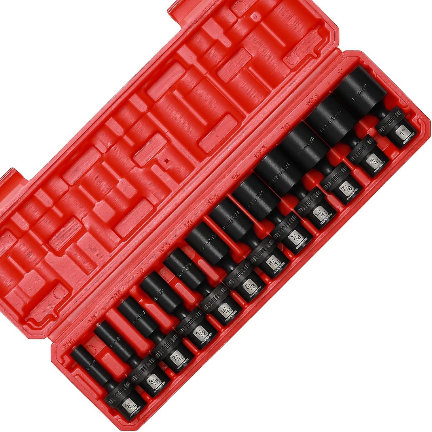 12 Pc Set 3/8″ Drive Deep Impact Swivel Socket, Chrome Moly//