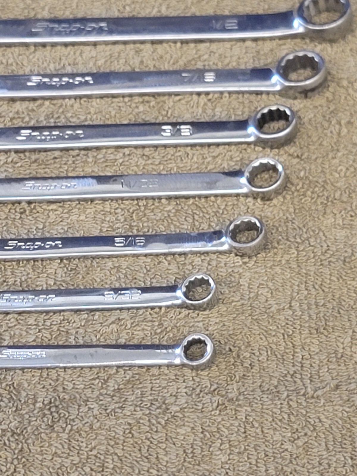 Snap on OEX Combination Wrench Set Sae 1″ 7/8 13/16 3/4 11/16 5/8 9/16 1/2 3/8
