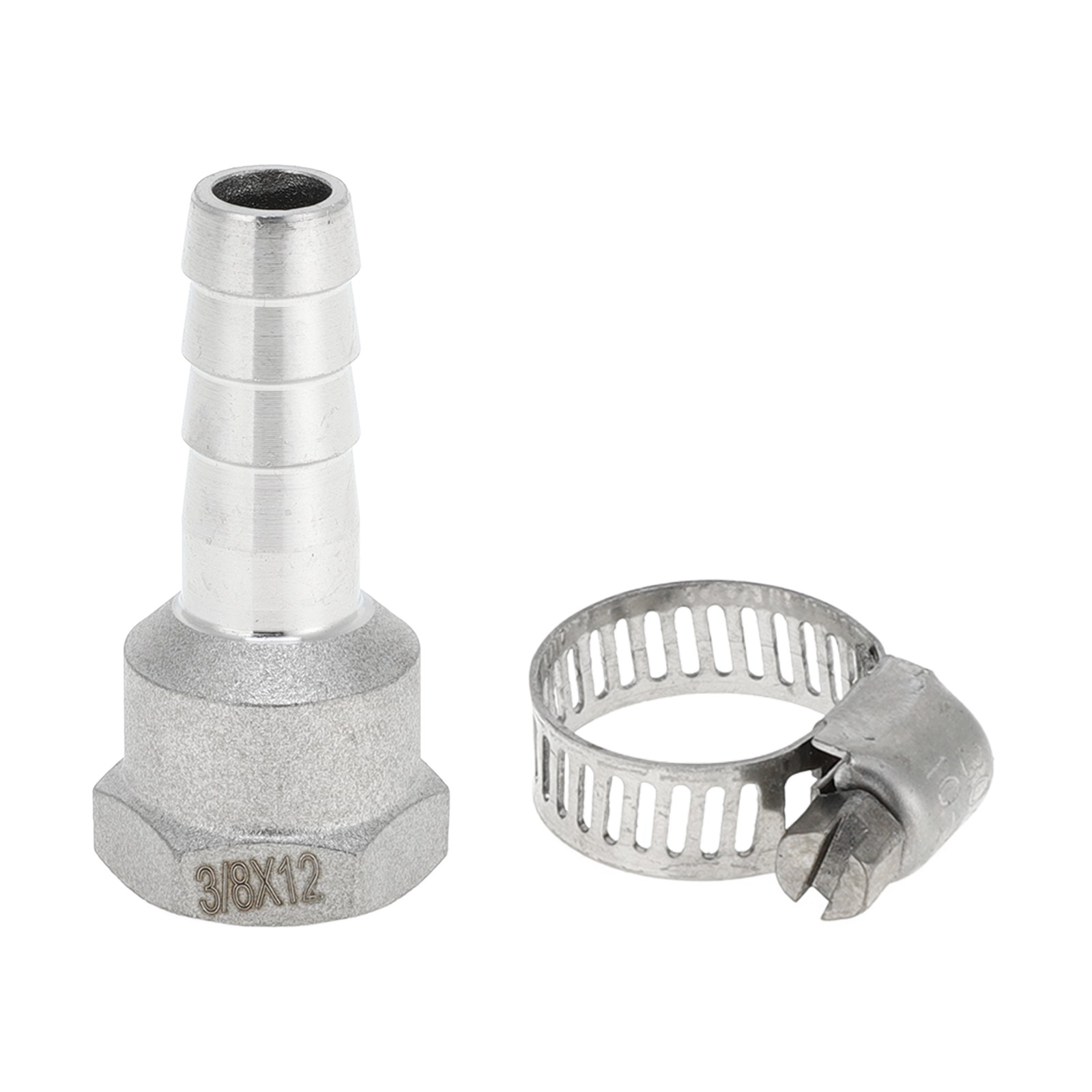 15/32″ OD 3/8″ BSPT Female Beard Fittings Connector 1 Set Silver