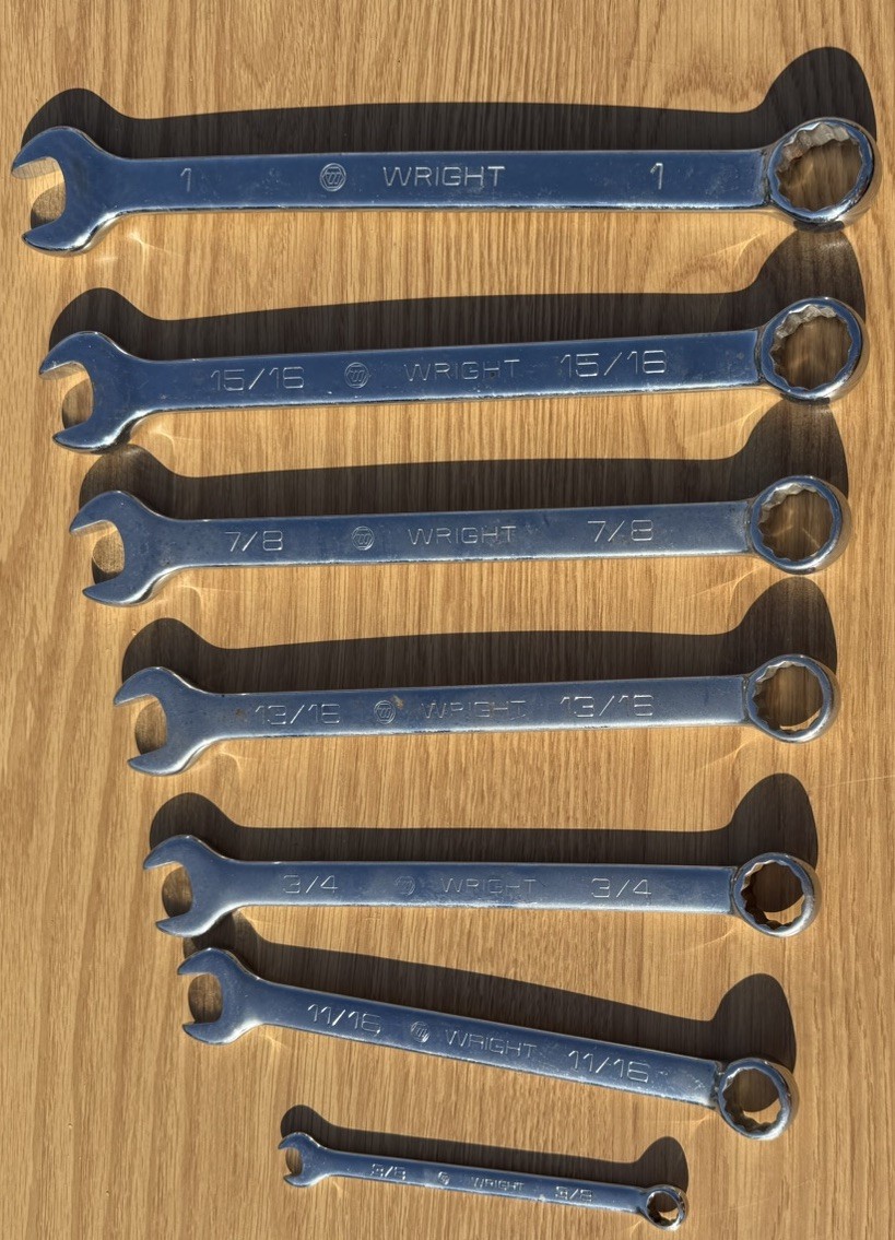 Wright Tools SAE 1” Wrench Set Combo Open Box Lot USA 12 Point 7 pcs