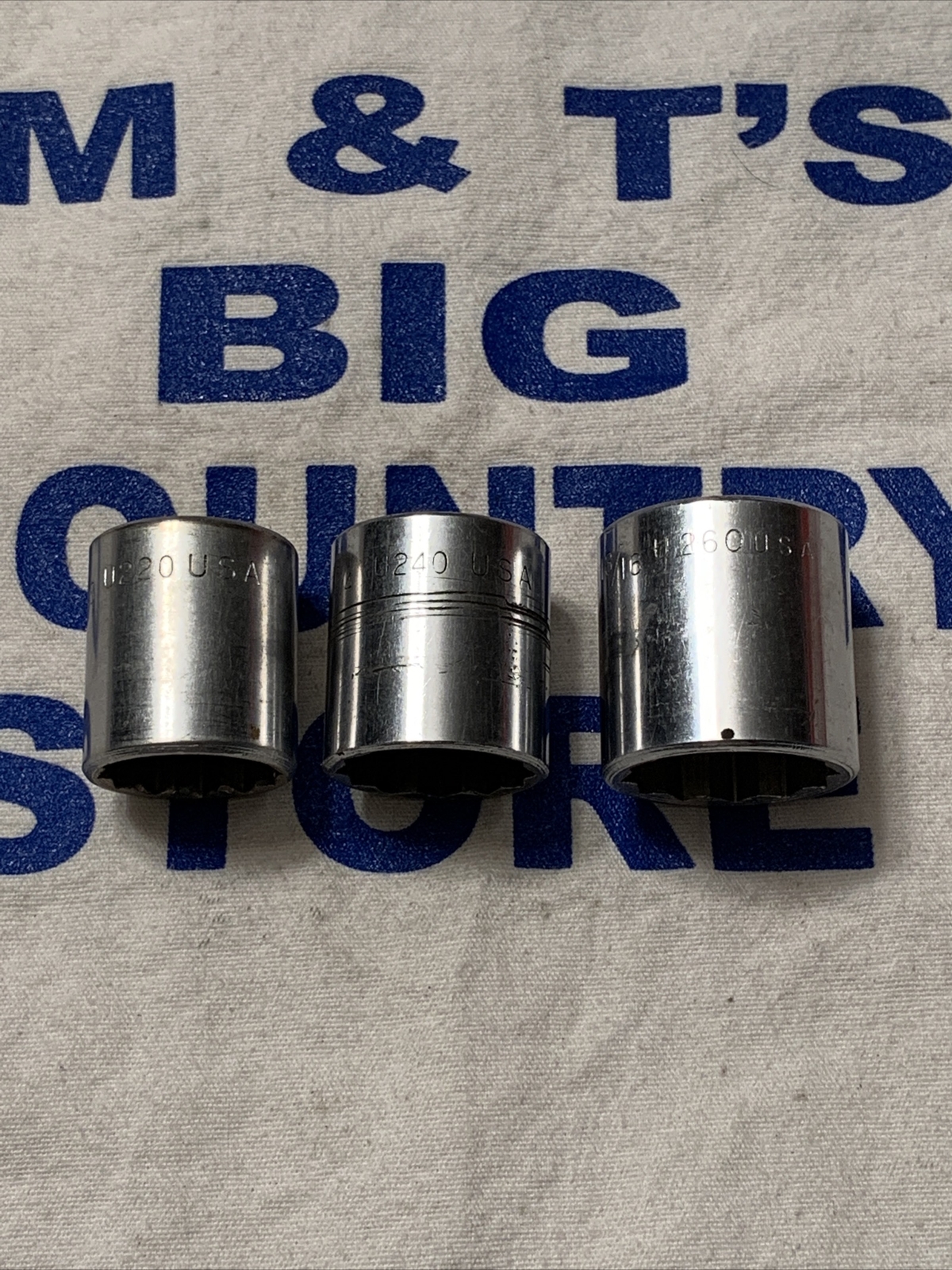 Vintage Par-X USA 3/8″ Drive 3pc 12 Point Sockets U220 U240 U260