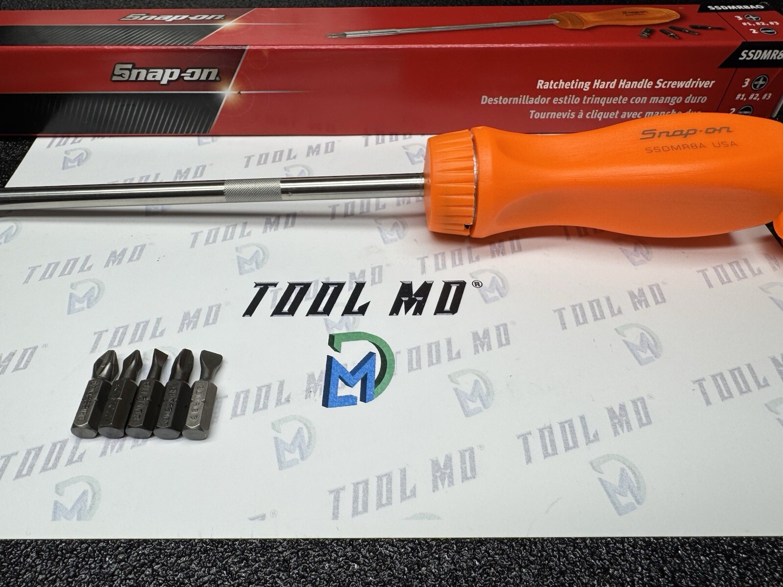 Snap-on Tools USA NEW ORANGE Hard Grip 8″ Shaft Ratcheting Screwdriver SSDMR8AO