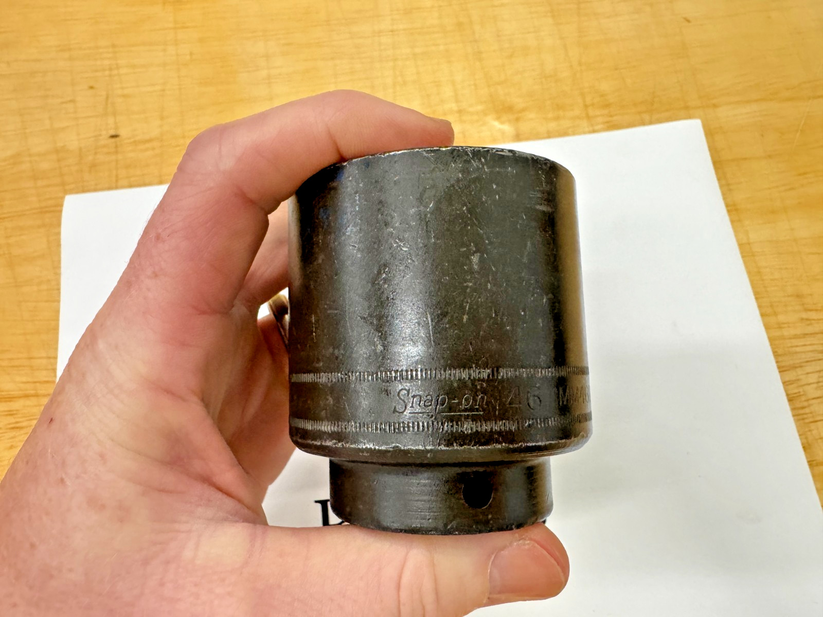 Snap-on Tools USA 1/2″ Drive 46mm Metric 6pt Shallow Impact Socket IMM460 used