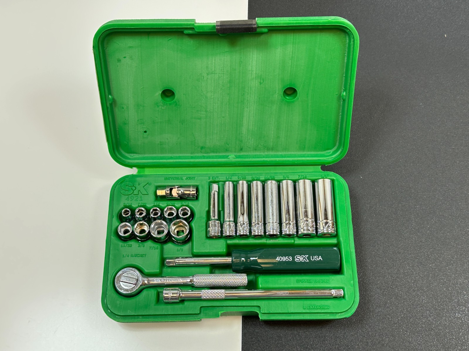 🇺🇸 NEW SK Tools USA 21pc 1/4” Drive SAE 3/16-1/2″ Socket Driver Service Set