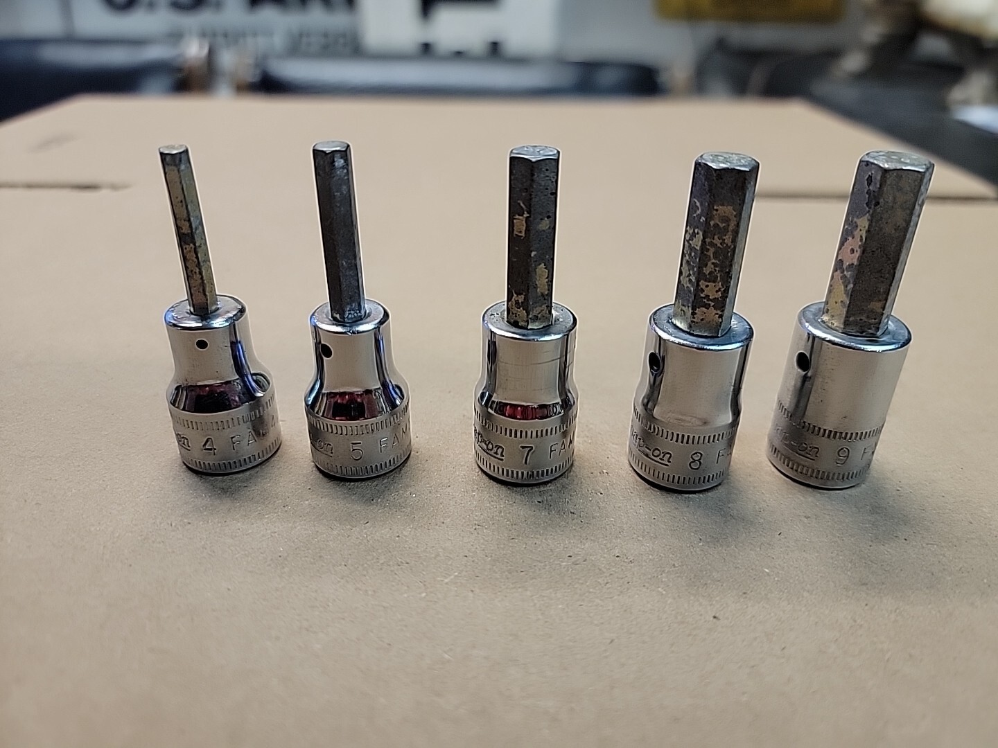 Snap On 5pc Hex Bit Socket Set FAM4A-FAM10A on rail