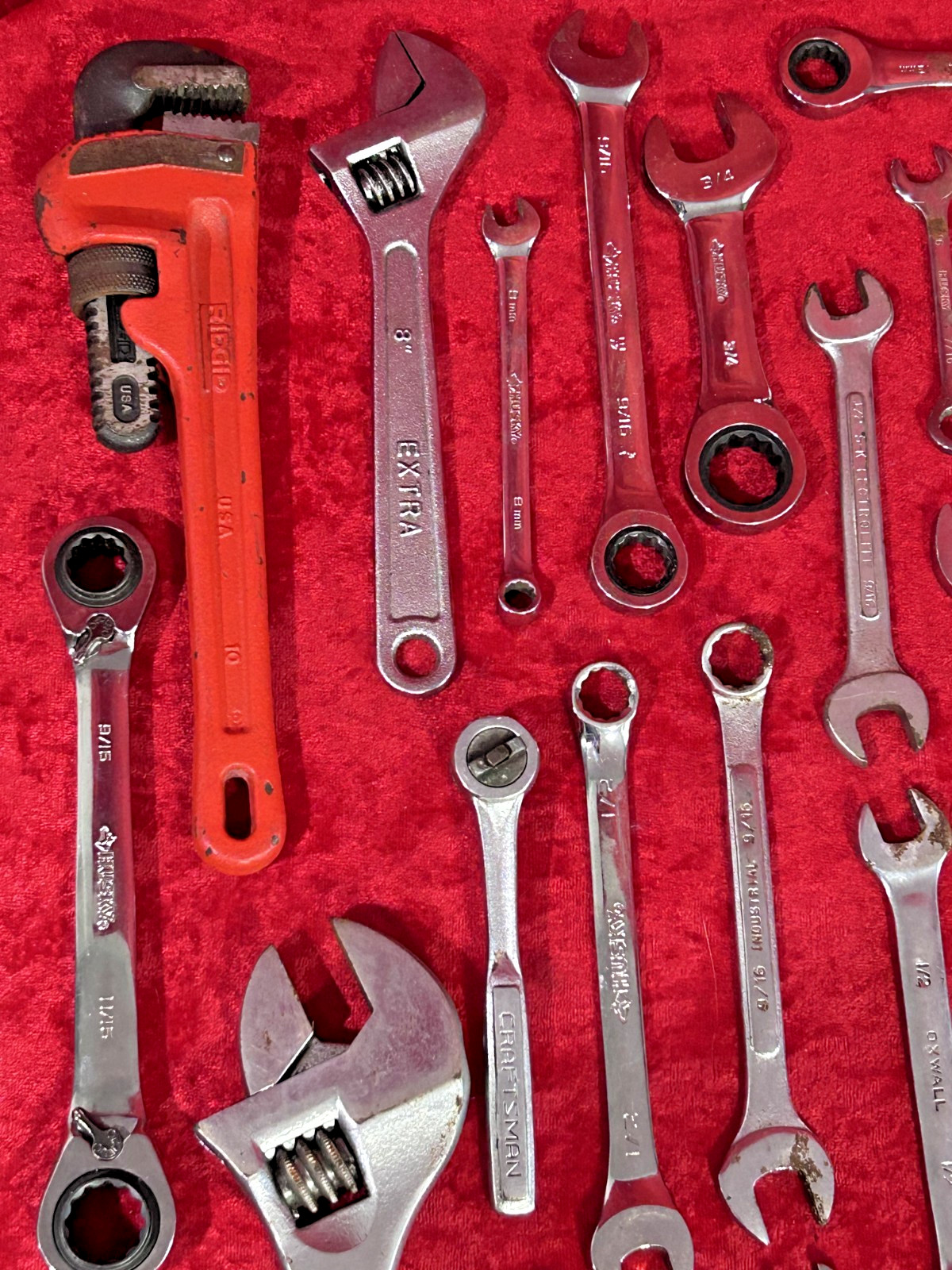 Mixed Lot of 60+ Wrenches Socket Box Adjustable Pipe Ratchet Various Brands`