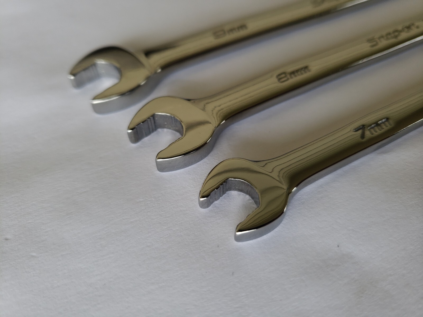 Snap-on Tools USA NEW 3pc Metric 7mm – 9mm Flank Drive PLUS Combo Wrench Lot Set