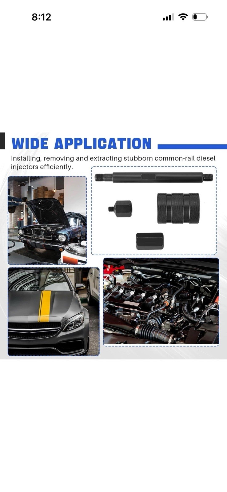 Diesel Injector Puller Tool M8 M12 M14 Slide Hammer for Ford GM Dodge Diesel