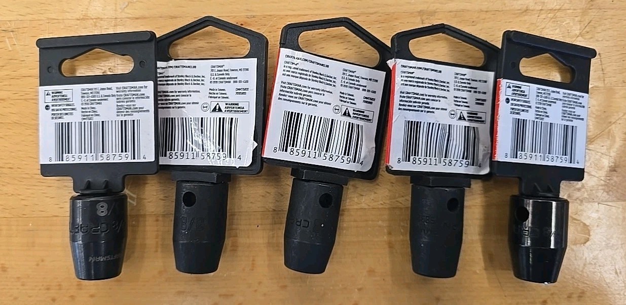 Lot Of 5 Craftsman 3/8 Drive 3/8” 6 Pt Cone Tip Impact Socket Lifetime Warranty