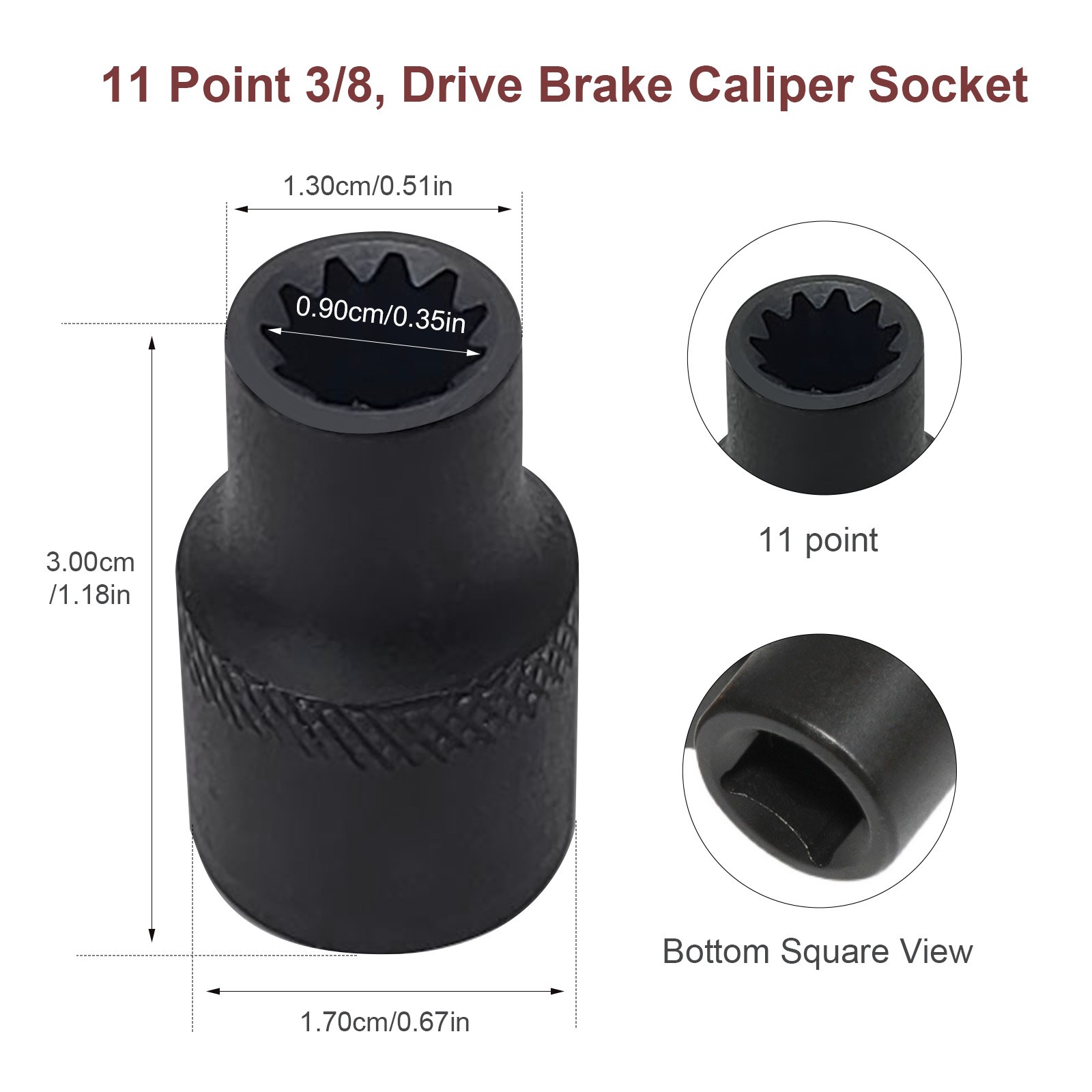 2 Pack 3/8″ Brake Caliper 11 Point Socket Truck Brake Caliper Socket 3/8″ Drive