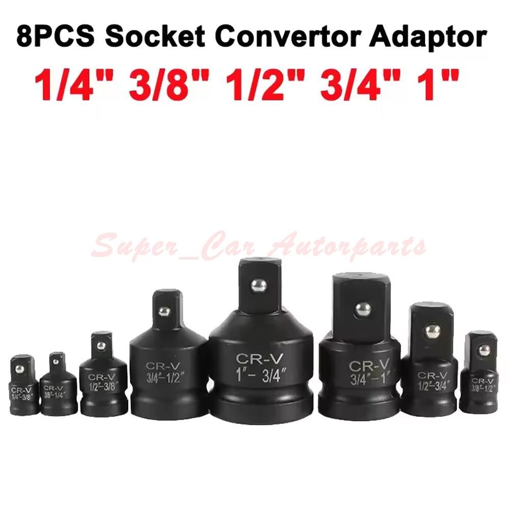 8Pcs Impact Socket Reducer Adapter Set Convertor Adaptors 1/4″ 3/8″ 1/2″ 3/4″ 1″