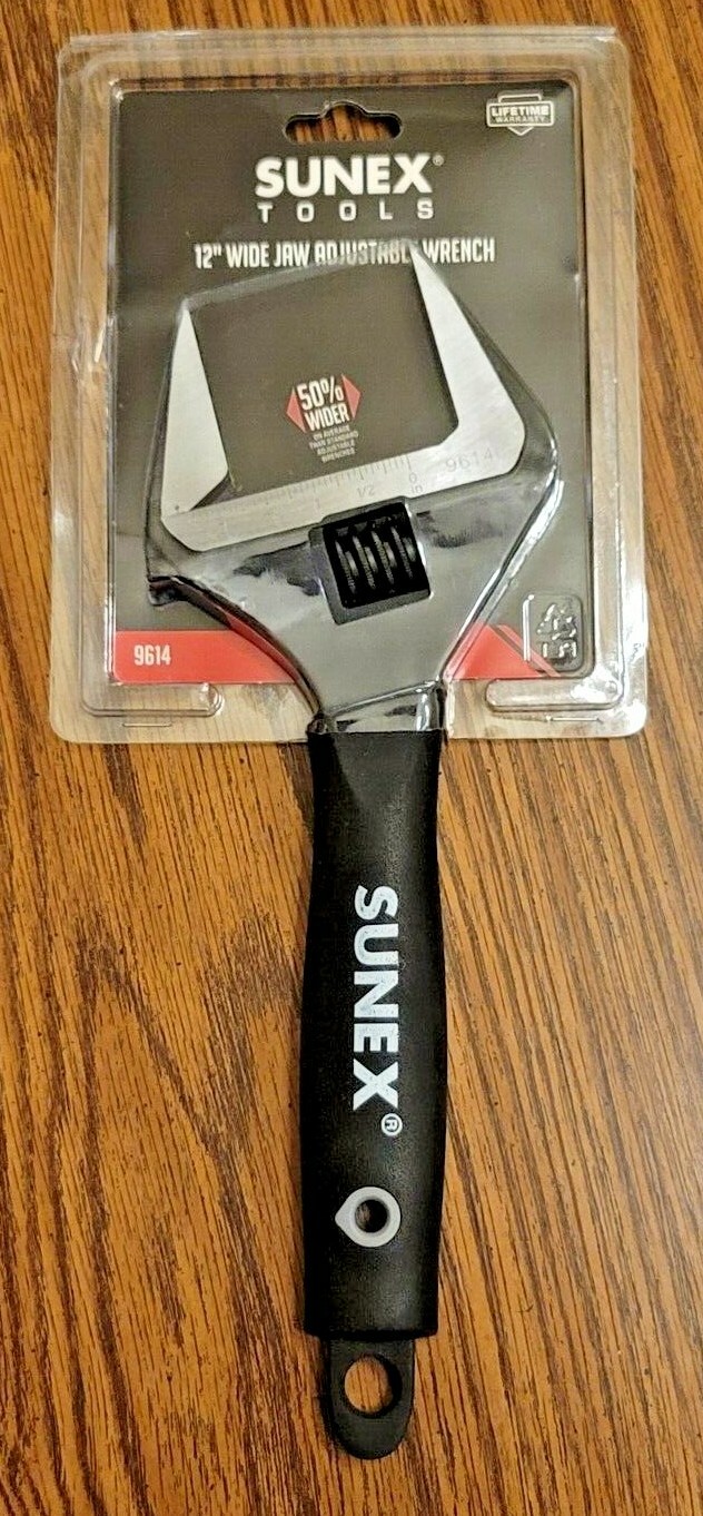 Sunex 12″ Wide Mouth Adjustable Wrench with Soft Grip Handle #9614