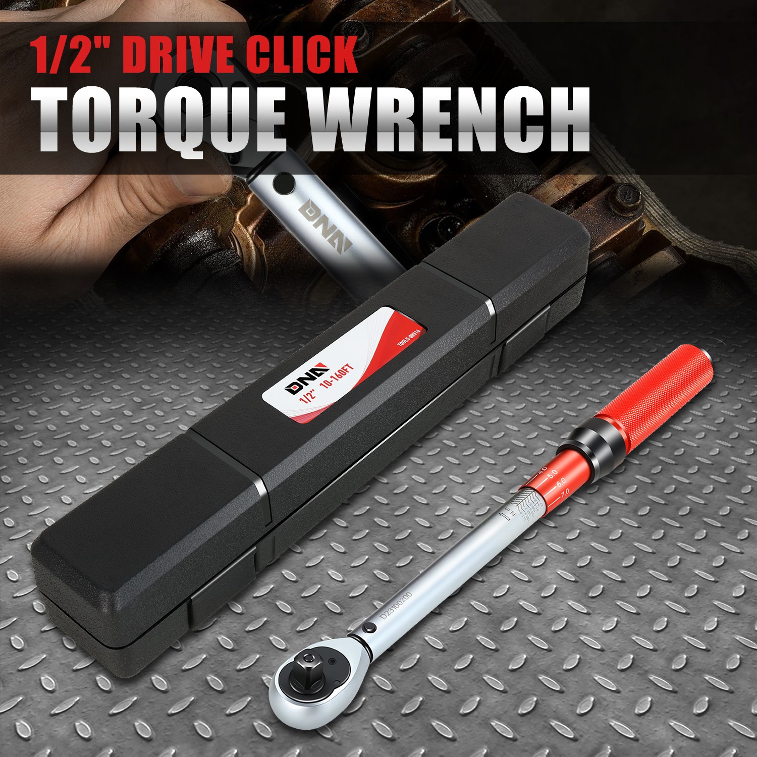 1/2″ Drive 10-160 IN.-LB / 13.6-21.7 N.M Click Torque Wrench Set w/ Storage Case