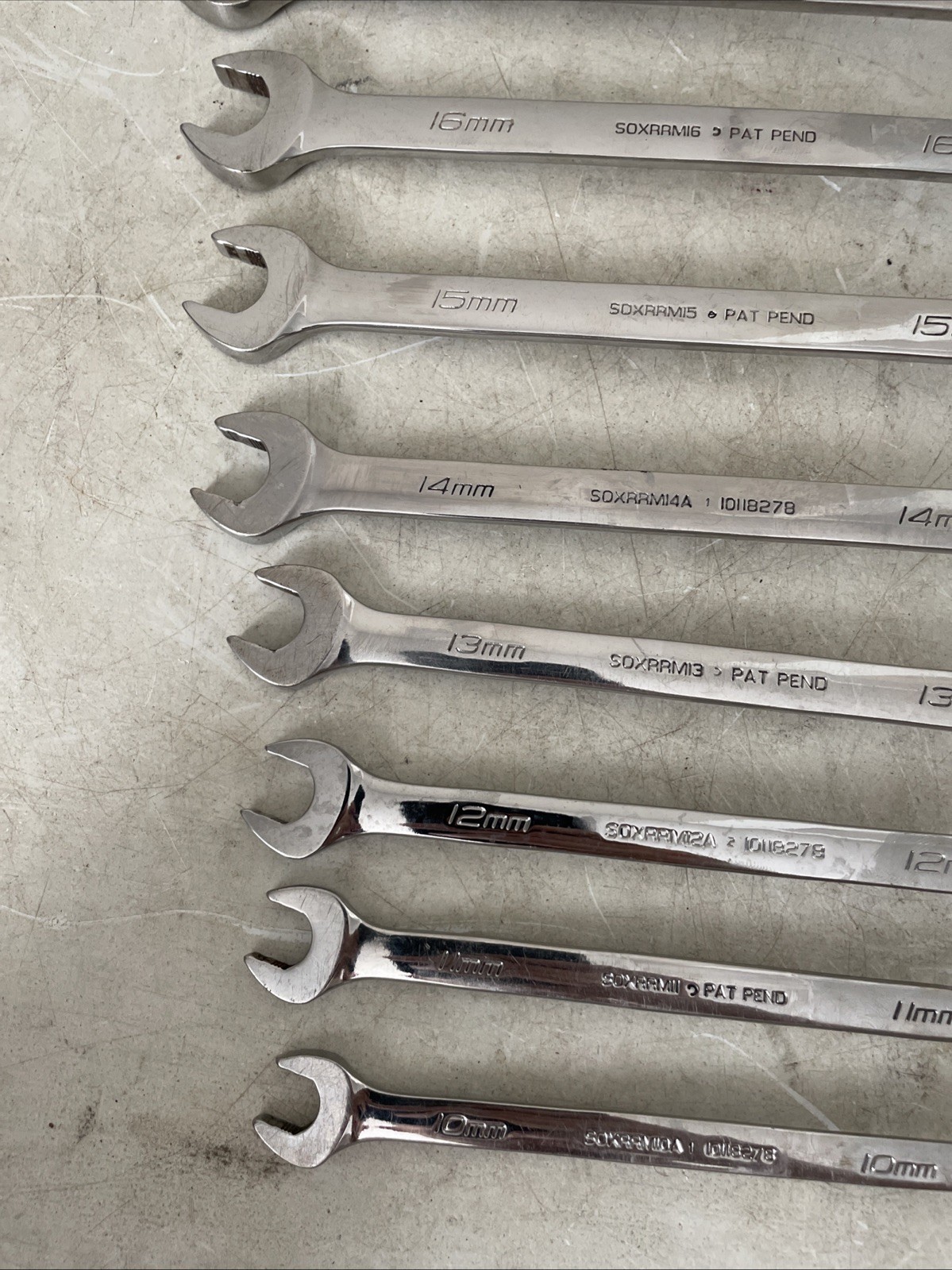 Snap on SOXRRM710A 10 pc METRIC Ratcheting Combination Wrench Set 10 – 19mm