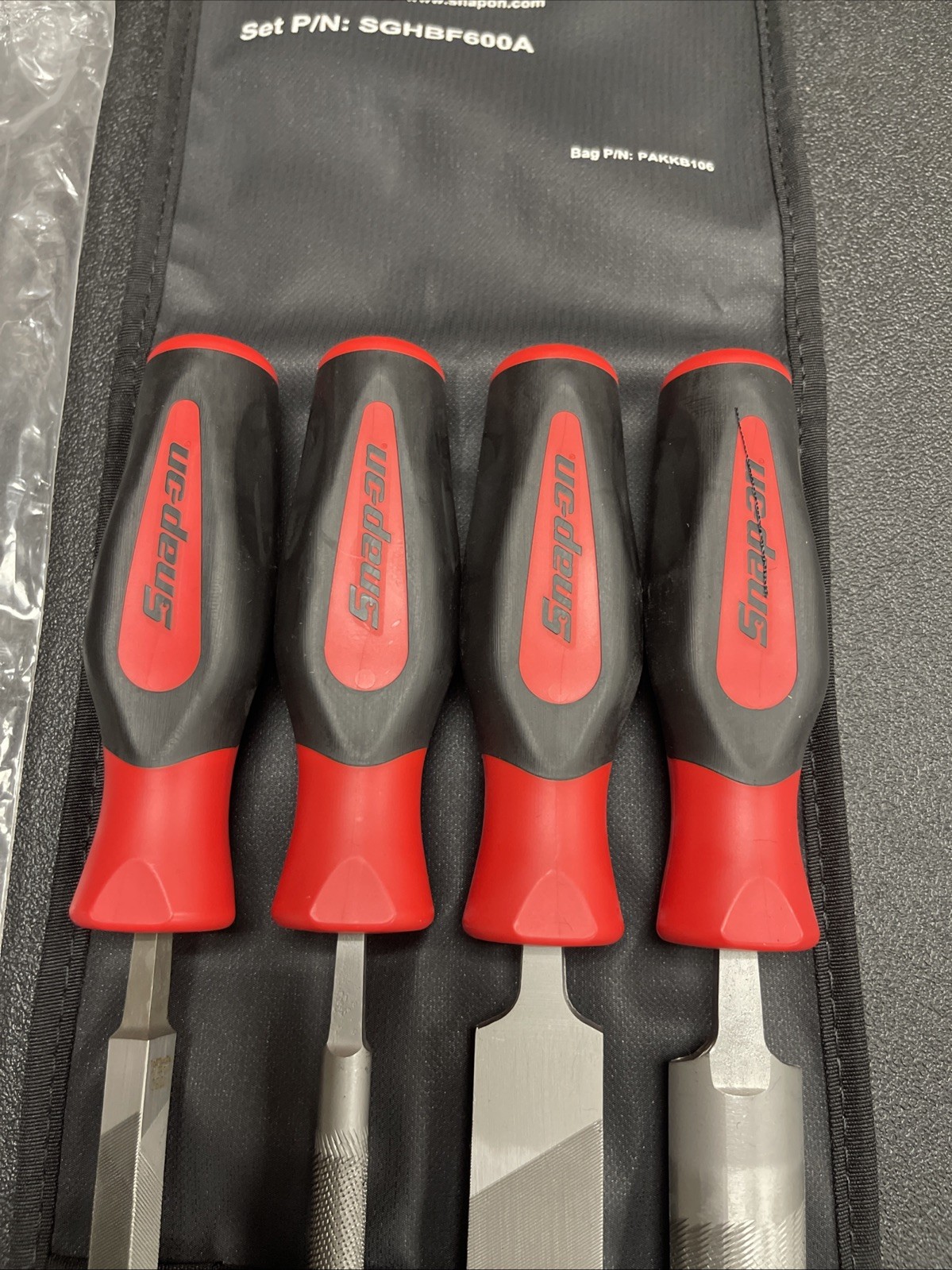 Snap-on Tools PORTUGAL NEW 4-Piece Red Mixed File Set SGHBF600A