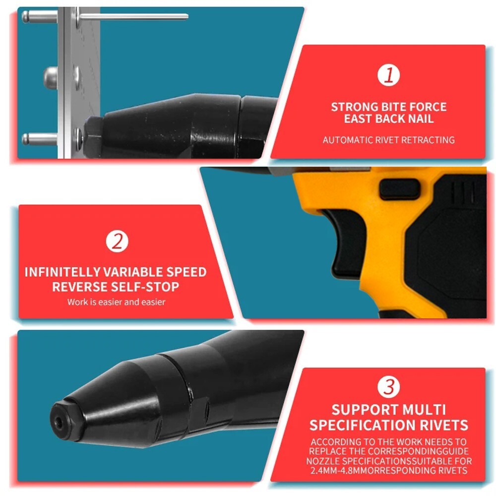 For DeWalt DCB 6.0Ah 18V 20V Battery Brushless Rivet Gun Cordless Rivet Nut Gun