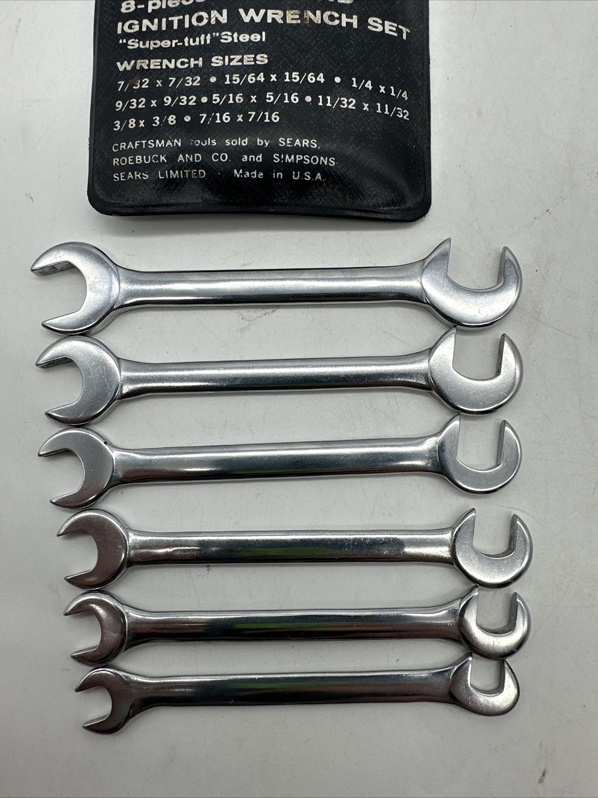 Vintage CRAFTSMAN No. 4306 6 Piece SAE Open End Ignition Wrench Set USA READ*
