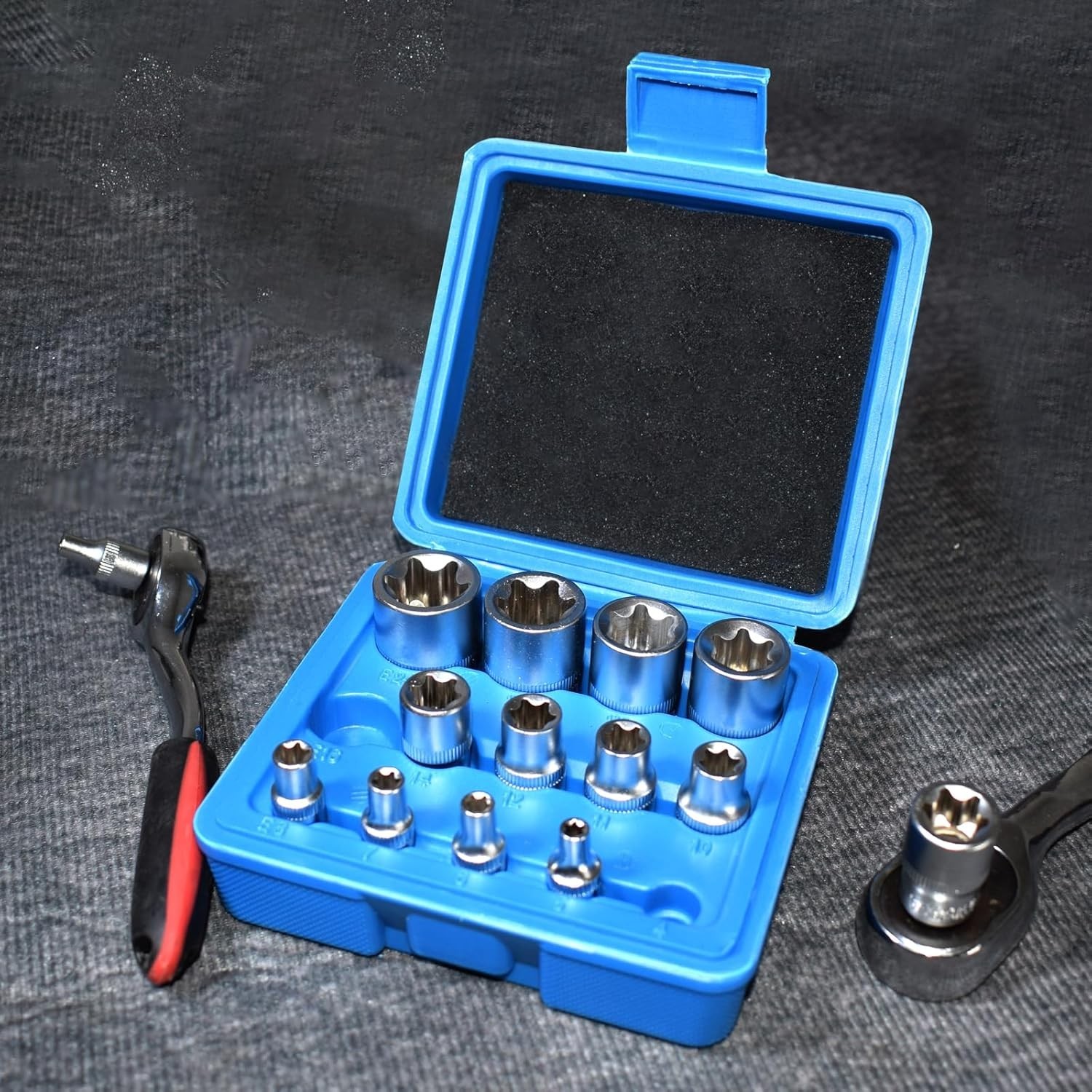 E-Torx Socket Set, 14 Piece Female E-Torx Star Socket Set, 1/4″ 3/8″ 1/2″ Dri…