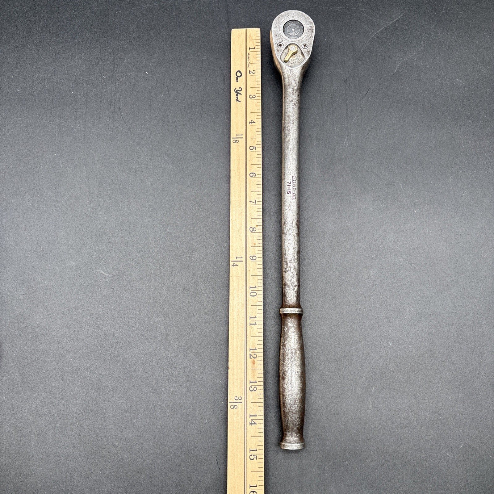 Snap-on 71-15 1/2” Drive 15” Long Handle Vintage Ratchet Wrench USA “G” Stamp