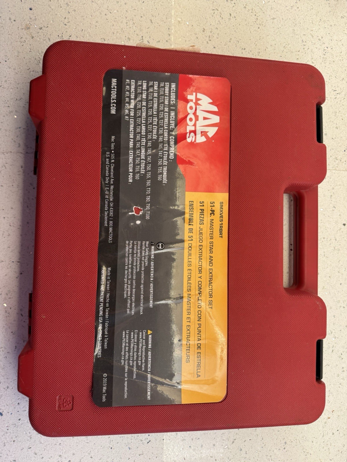 Mac Tools SMXVE51RBRT 51-PC. Master Torx RBRT Star and Extractor Set