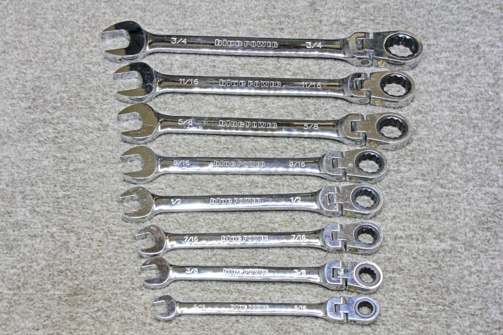 Cornwell bluePower BPRW8FST 8 Piece SAE Ratchet Flex Head Combination Wrench Set