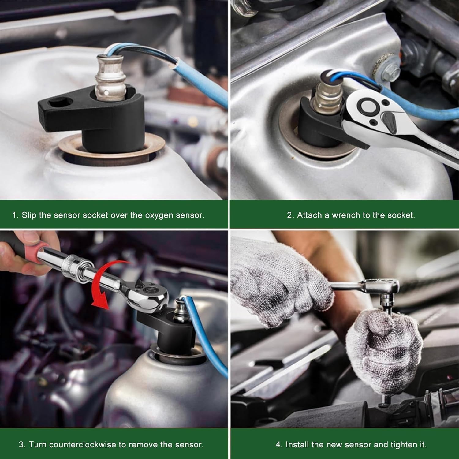 5-Piece Oxygen Sensor Tool Kit – Chromium-Vanadium Steel for Easy Repairs